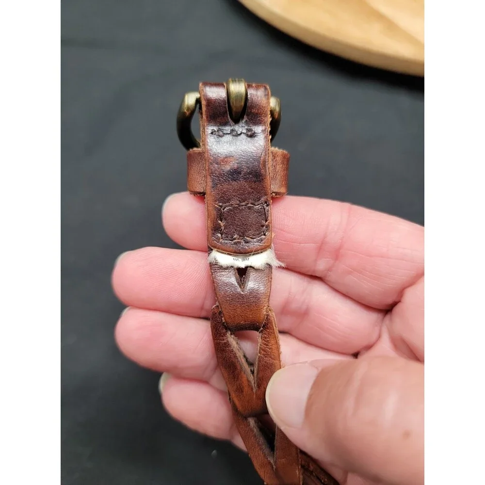 Ambercrombie & Fitch Brown Leather Chain Link Design Braided Belt 43